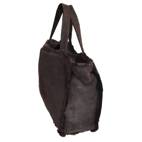 Chanel Vintage Brown Shearling Wool Tote - Picture 2 of 9